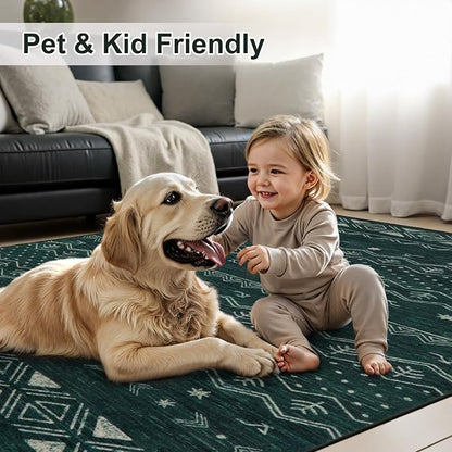 SERISSA 3x5 Area Rugs for Living Room, Washable Non-Slip Dark Green Small Boho - Image 6