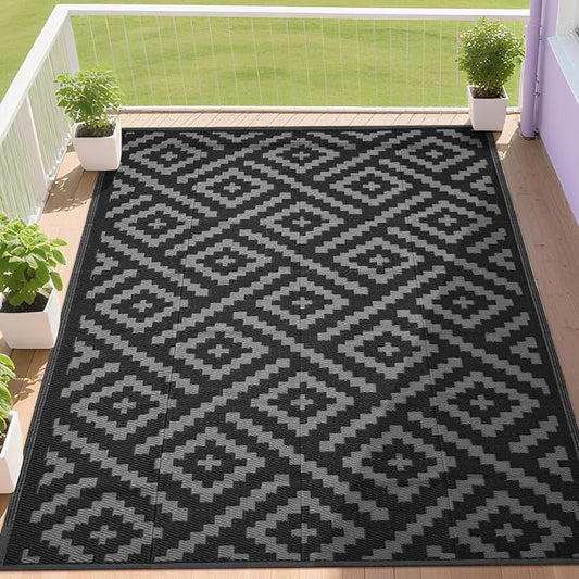 RURALITY Outdoor Rugs 5x8 Feet for Patios Clearance, Plastic Straw Waterproof by RURALITY