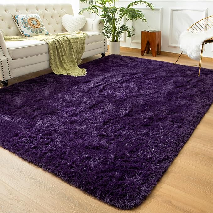Andecor Shag Area Rug for Living Room, 4x6 Feet Purple Soft Fluffy Indoor Plush - Image 8