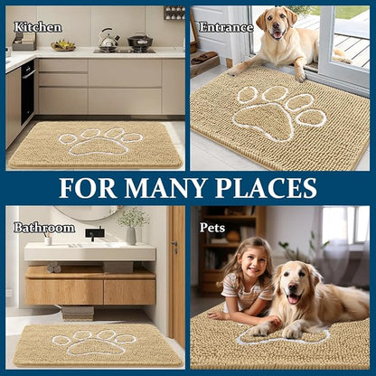 OLANLY Dog Door Mat for Muddy Paws 59x32, Paw Print Design, Absorbs Moisture - Image 8