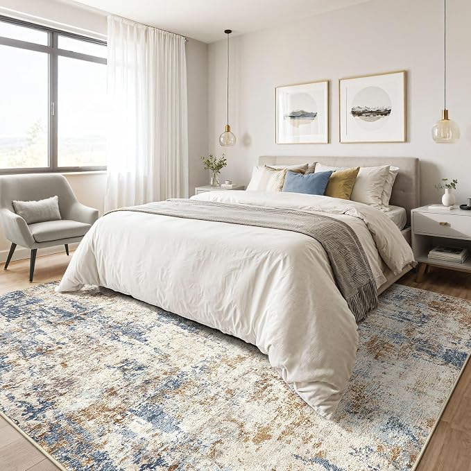 7x10 Area Rug Living Room: Washable Large Abstract Modern Soft Rugs Stain - Image 4