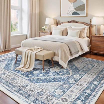 6x9 Washable Area Rugs, Large Living Room Rug, Vintage Boho Carpet, Non Slip - Image 6