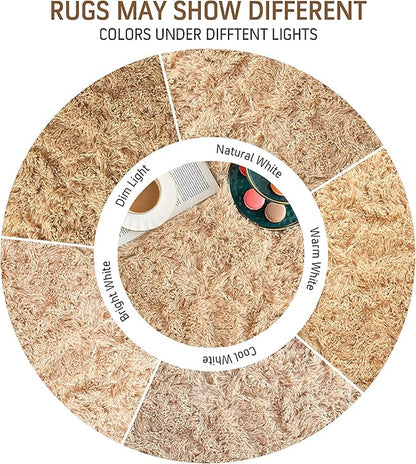 BENRON Fluffy Rugs for Living Room 6x9 Light Tan, Washable Large Area Rugs for - Image 7