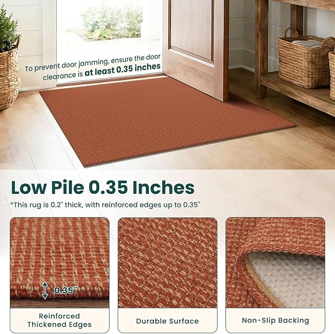 KOZYFLY Orange Runners Rugs for Hallway 2.5'x10', Washable Runner Rug, Woven - Image 4