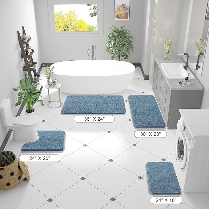 OLANLY Small Bathroom Rugs 24x16, Extra Soft Absorbent Chenille Bath Rugs - Image 8