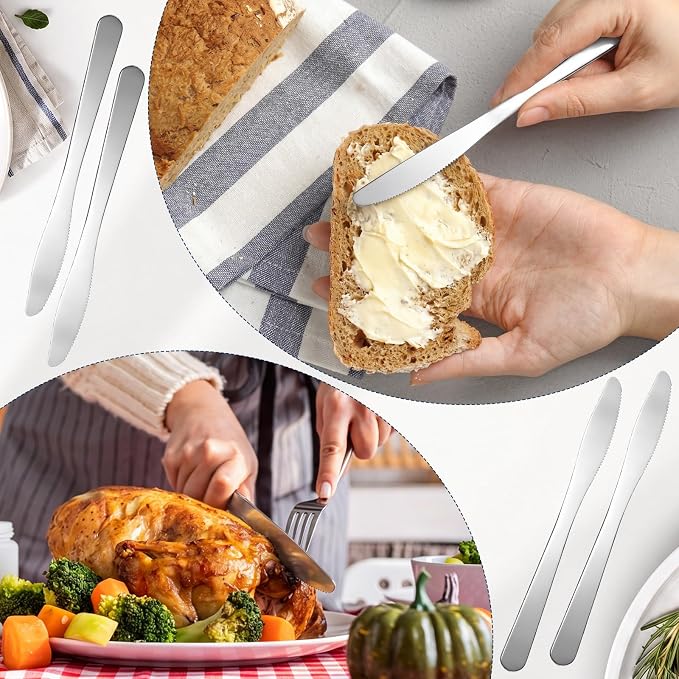 Gisafai 240 Pcs Stainless Steel Dinner Knives 8.3 Inches Spreader Knives - Image 3