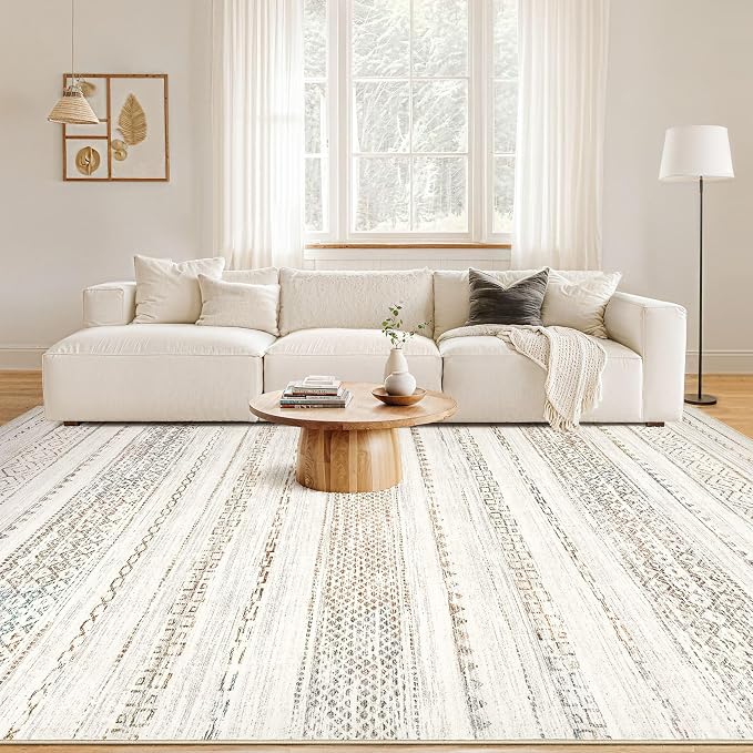 Nakagishi Area Rug Living Room Rugs: 7X9 Machine Washable Boho Large Neutral - Image 4
