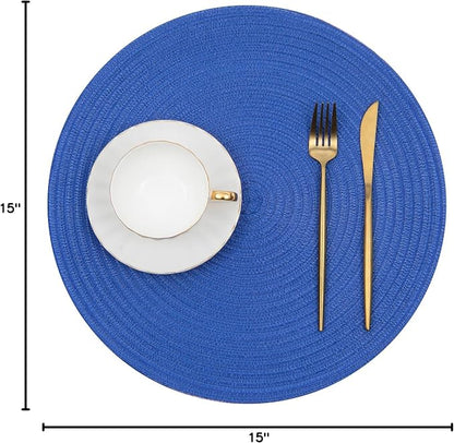 SHACOS Round Placemats Set of 6 Washable 15 inch Round Table Mats Cotton - Image 10