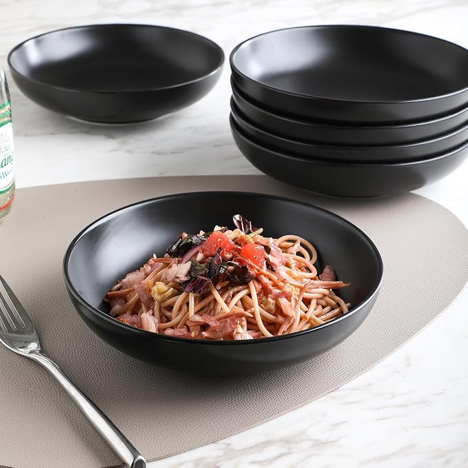 Selamica Porcelain 8.6 inch Salad Pasta Bowls Set of 6, 34 OZ Bowls Plates - Image 2