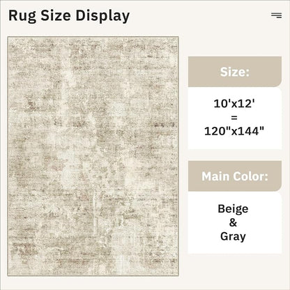 Soalmost Area Rug 10x12 Vintage Washable Living Room Large Carpet Non Slip - Image 5