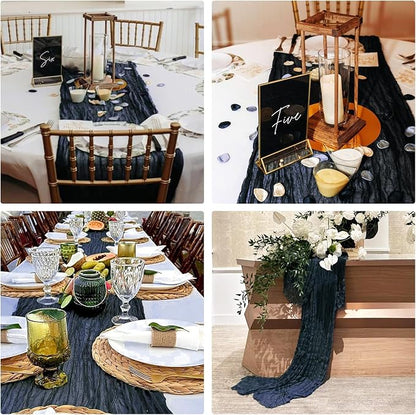 10 Pack Navy Blue Cheesecloth Table Runner 10FT Boho Gauze Fabric Table Runner - Image 7