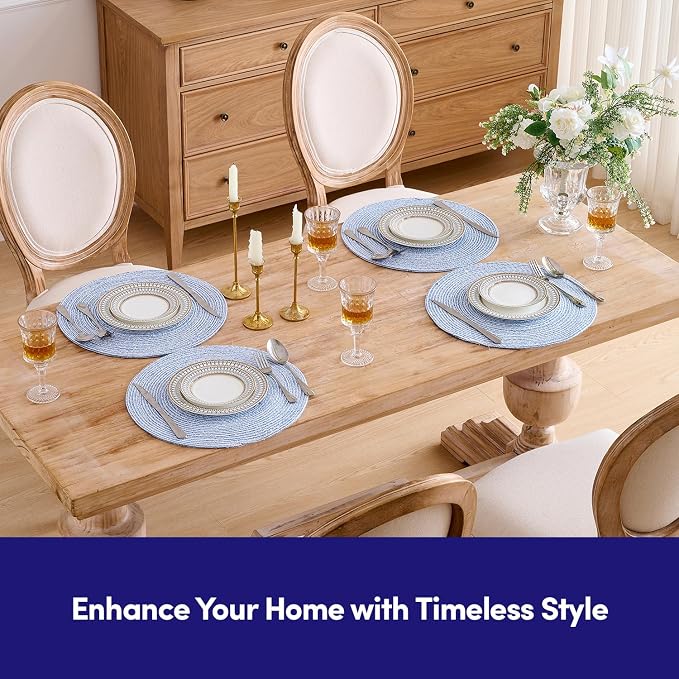 Round Placemats Set of 6-100% Cotton Two-Tone Placemat - Image 7