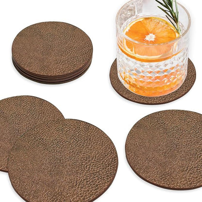 Set of 8 Morgan Faux Leather 4 Inch Round Coasters, Heat & Water Absorbent - Image 4