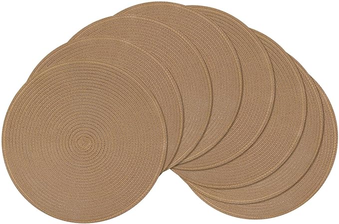 SHACOS Round Braided Placemats Set of 8 Washable 15 inch Round Table Mats Woven by SHACOS
