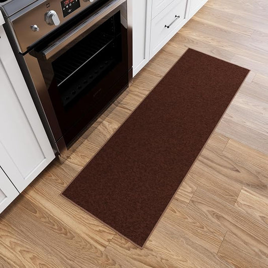 Ottomanson Hallway Runner Rug 20" x 53" Non Slip Solid Area Rugs Easy to Clean by Ottomanson