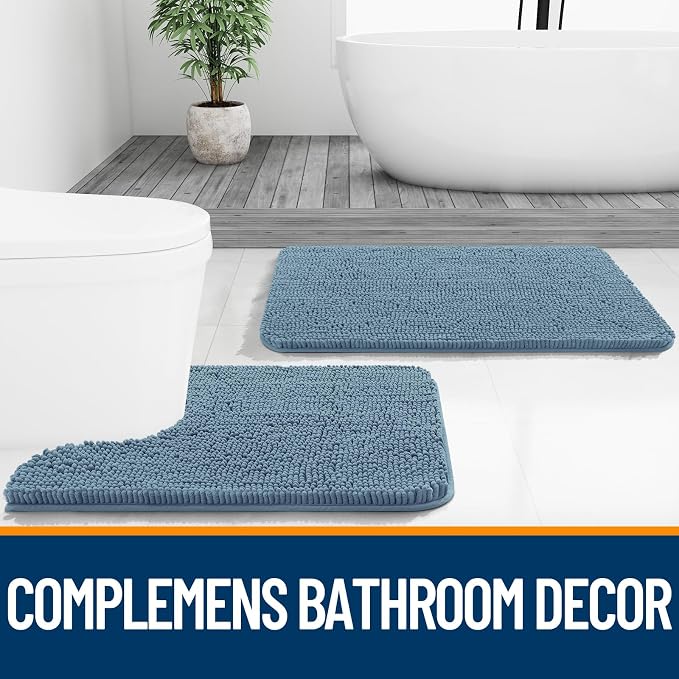 OLANLY Bathroom Runner Rugs 47x20, Soft Absorbent Chenille Bath Rugs, Rubber - Image 7