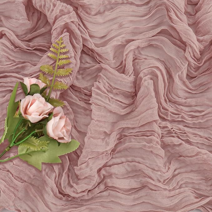 Dusty Pink 10FT Cheesecloth Table Runner Boho Gauze Fabric Table Runner Rustic - Image 5