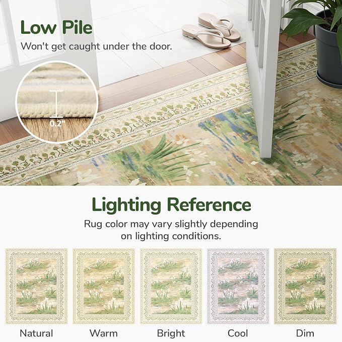 Lessymo Dining Room Rugs for Under Table, 6x9 Washable Floral Area Rug for - Image 7