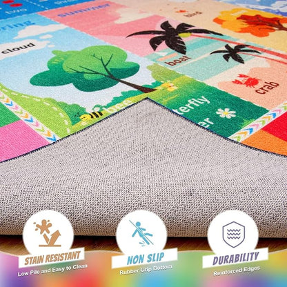 Macgace ABC Kids Rug for Playroom, 6x9 Washable Classroom Area Rugs, Toddler - Image 6