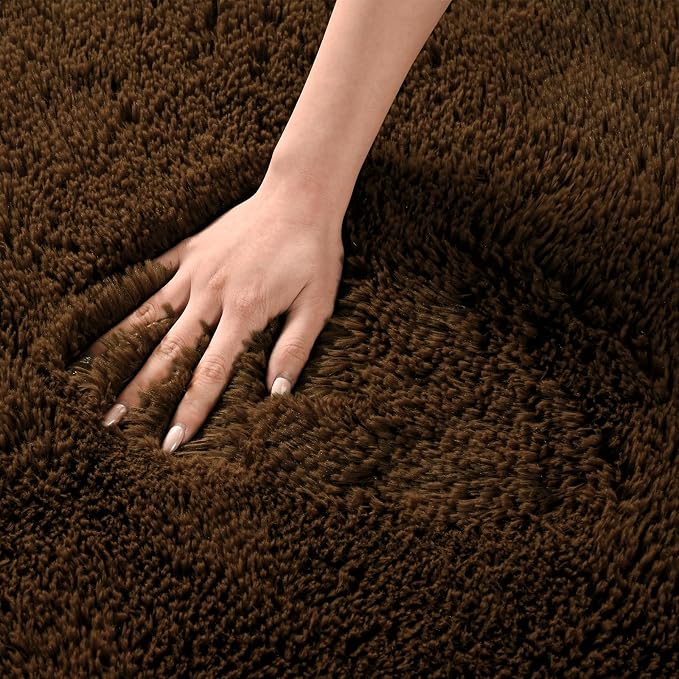 Andecor Shag Area Rug for Living Room, 8 x 10 Feet Coffee Soft Fluffy Indoor - Image 2