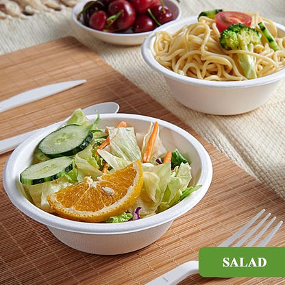 Vplus 500 Pack 12 OZ Compostable Paper Bowls, Bagasse Bowls Bulk，White | - Image 4