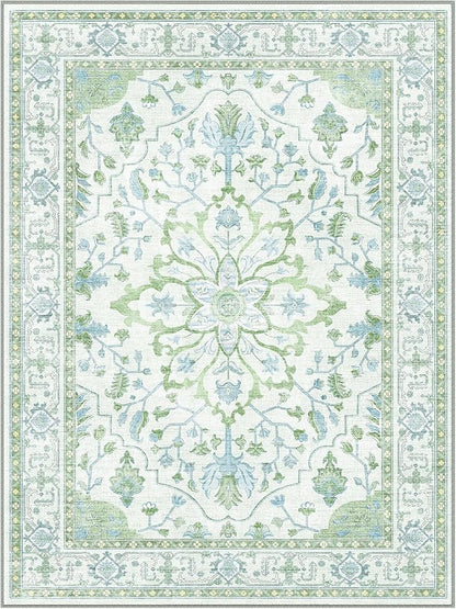 RELEANY Area Rugs 4'x5' Washable Non-Slip, Floral Vintage Distress Medallion - Image 8