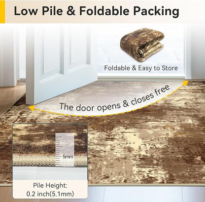 RELEANY Washable Area Rugs 2'x6' Non-Slip Modern Abstract Soft - Image 8