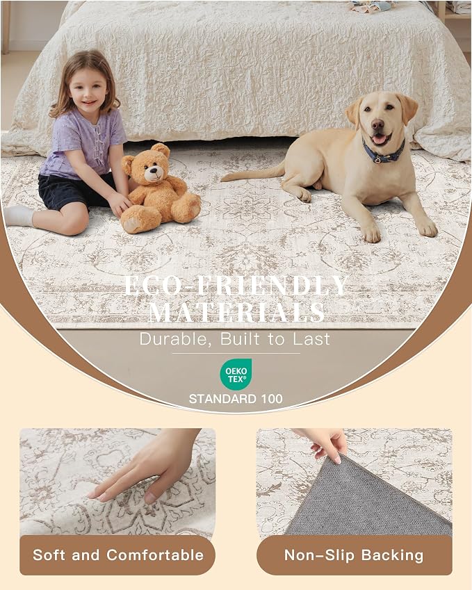 Madane Living Room 10x14 Area Rugs, Washable Low Pile Non-Slip Stain Resistant - Image 5
