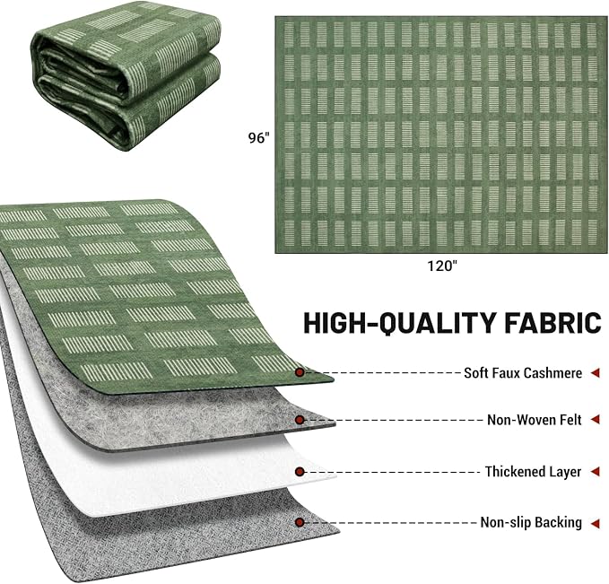 Washable Rugs 8x10 Area Rugs for Living Room, Ultra Soft Faux Wool Retro Carpets - Image 2