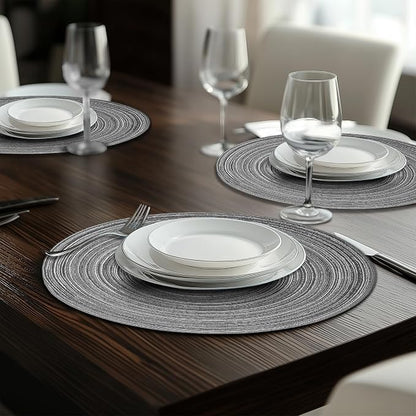 MIAOMIAO Round Placemats Set of 4 Woven Braided Place Mats | 14.5 Inch Cotton - Image 5