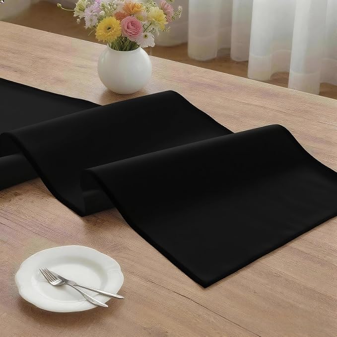 MEANMOY Black Table Runner 48 Inches Long Waterproof Washable Table Runners | - Image 3