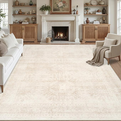 10x12 Area Rugs for Living Room: Vintage Boho Neutral Washable Rug Indoor Soft - Image 8