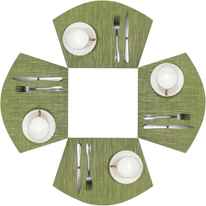 SHACOS PVC Woven Vinyl Wedge Placemats Set of 4 Round Table Placemats Wipe by SHACOS