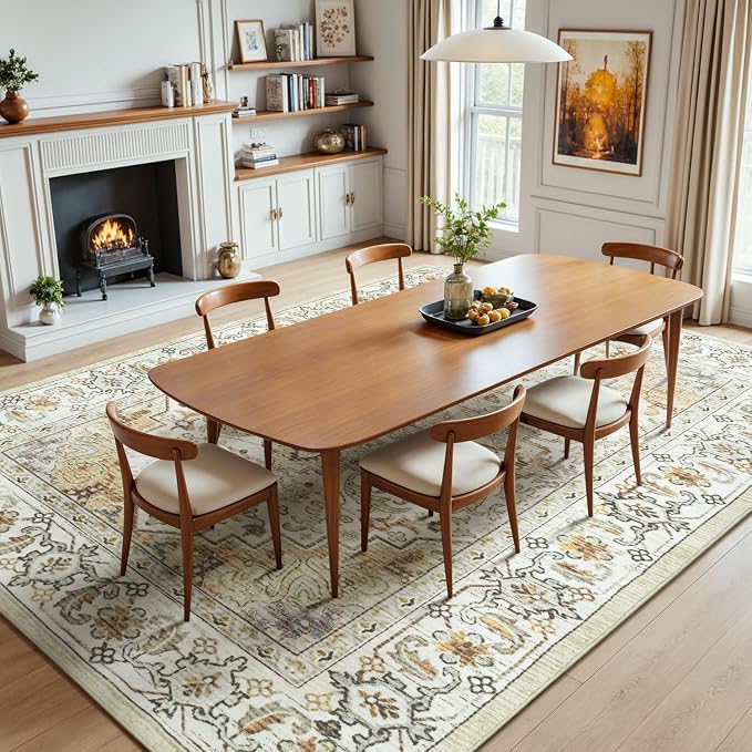 Lessymo 5x7 Area Rugs- Machine Washable Area Rugs, Super Soft Faux-Wool Area Rug - Image 3