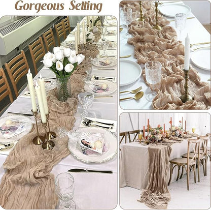 10 Packs Nude Cheesecloth Table Runner 35x120 inch, Boho 10ft Light Brown - Image 5