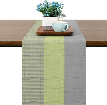 Table Runner 88 Inches Long, Vinyl Woven Farmhouse Table Runners | Washable by Chitomars