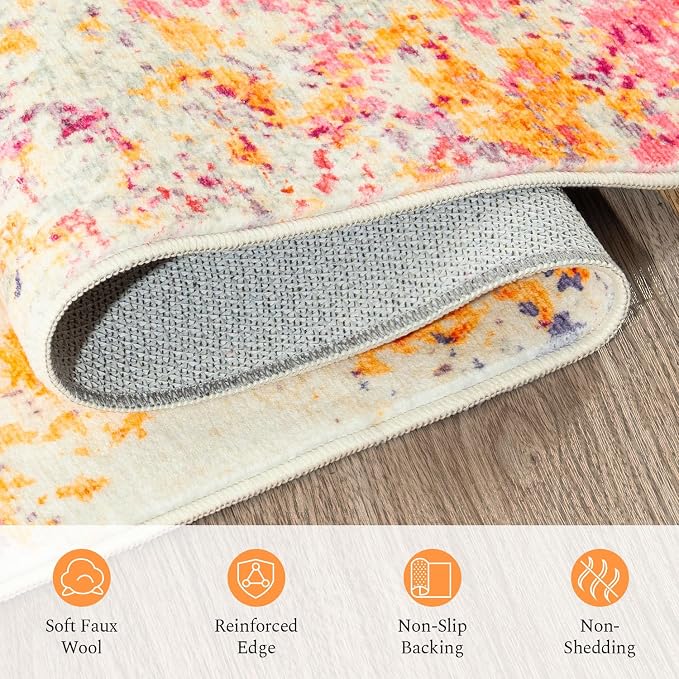 Rugflix 6x9 Area Rugs for Living Room, Washable Colorful Rainbow Rug - Image 7