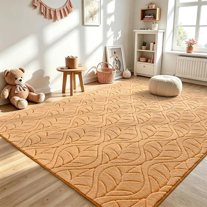 Macgace 5x7 Apricot Area Rug, Soft Shag Carpet, Washable Living Room Rugs - Image 3