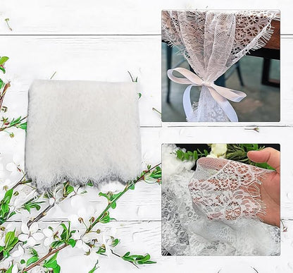 3 Pcs White Lace Table Runner 14 x 120 Inch Embroidered Boho Table Runner - Image 2