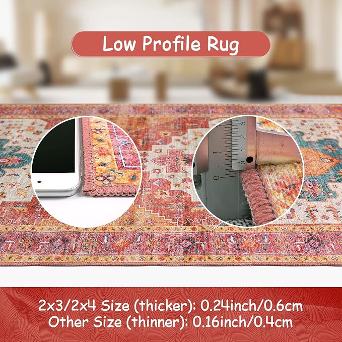 Moynesa Ultra-Thin Washable Pink Area Rug - Image 4