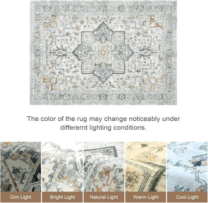 Lofus 8x10 Washable Rugs Non-Slip, Vintage Floral Area Rug - Image 7