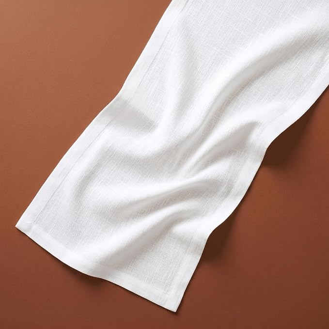 Solino Home 100% Pure Linen Table Runner White, Fete 14 x 144 Inch Long | Table - Image 4
