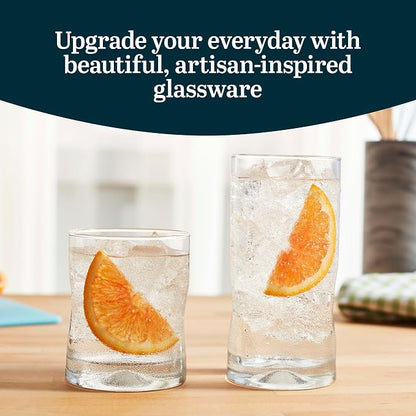 Libbey Impressions 16-Piece Tumbler and Rocks Clear Drinking Glasses, 8 16.7oz - Image 2