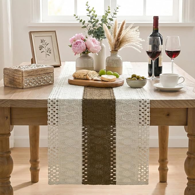 Artoid Mode Coffee Farmhouse Rustic Table Runner 12x90 Inch | Seasonal Holiday - Image 2