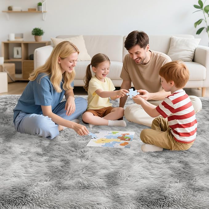 4x6 Ft Light Grey Large Area Rugs - Image 4