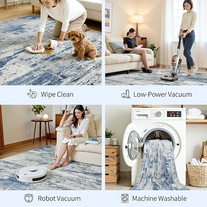 Area Rugs 10x14 Living Room: Large Soft Washable Rug Modern Abstract Anti-Skid - Image 5