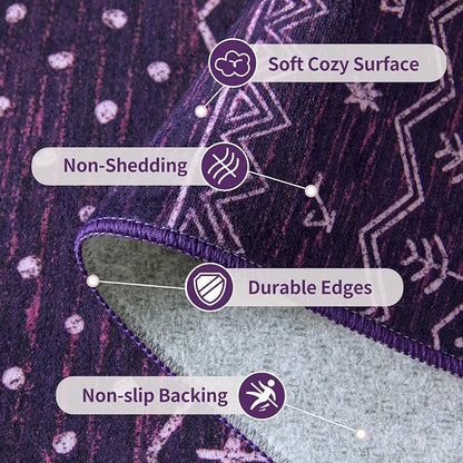 SERISSA 8x10 Area Rugs for Living Room, Washable Non-Slip Purple and White Boho - Image 4