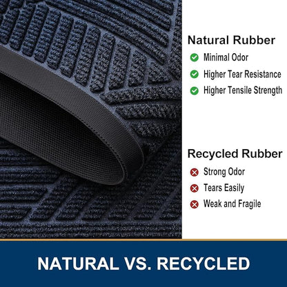 Smiry Front Door Mat Outside Entrance, Heavy Duty Sturdy Natural Rubber Doormat - Image 5