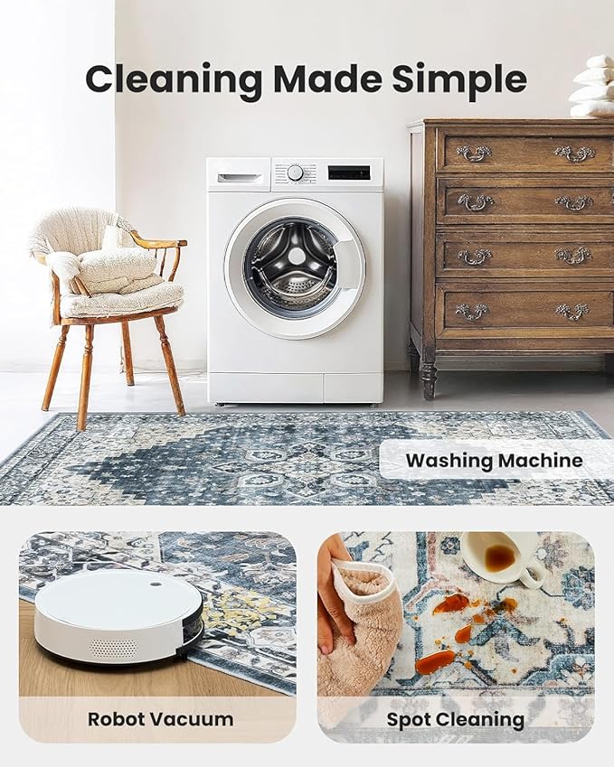 AMADA HOMEFURNISHING 10x14 Washable Area Rug, Low-Profile Large Area Rug - Image 4