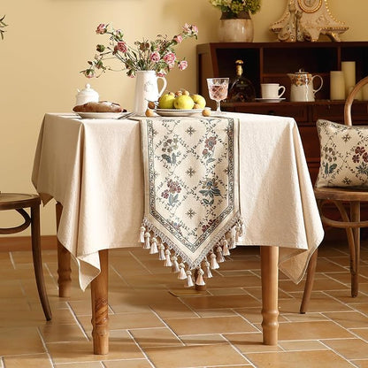 Patdrea Designer French Elegant Linen Table Runner, Floral Pattern - Image 6